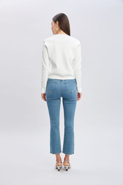 Micro Flare Cropped Jeans Image 6