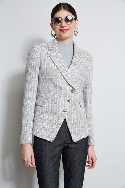 Metallic Tweed 3 Button Blazer Image 1