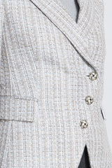 Metallic Tweed 3 Button Blazer