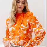 Silk Draped Neck Bloom Shirt