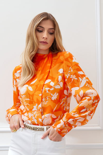 Silk Draped Neck Bloom Shirt Image 2