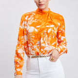 Silk Draped Neck Bloom Shirt
