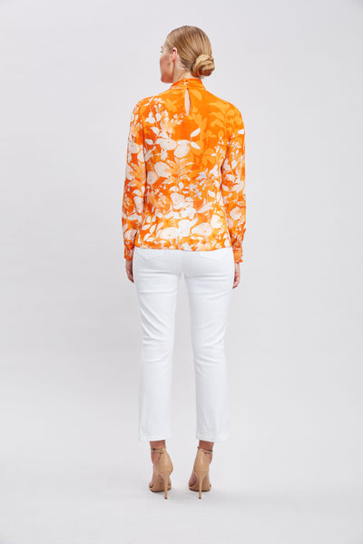 Silk Draped Neck Bloom Shirt Image 7