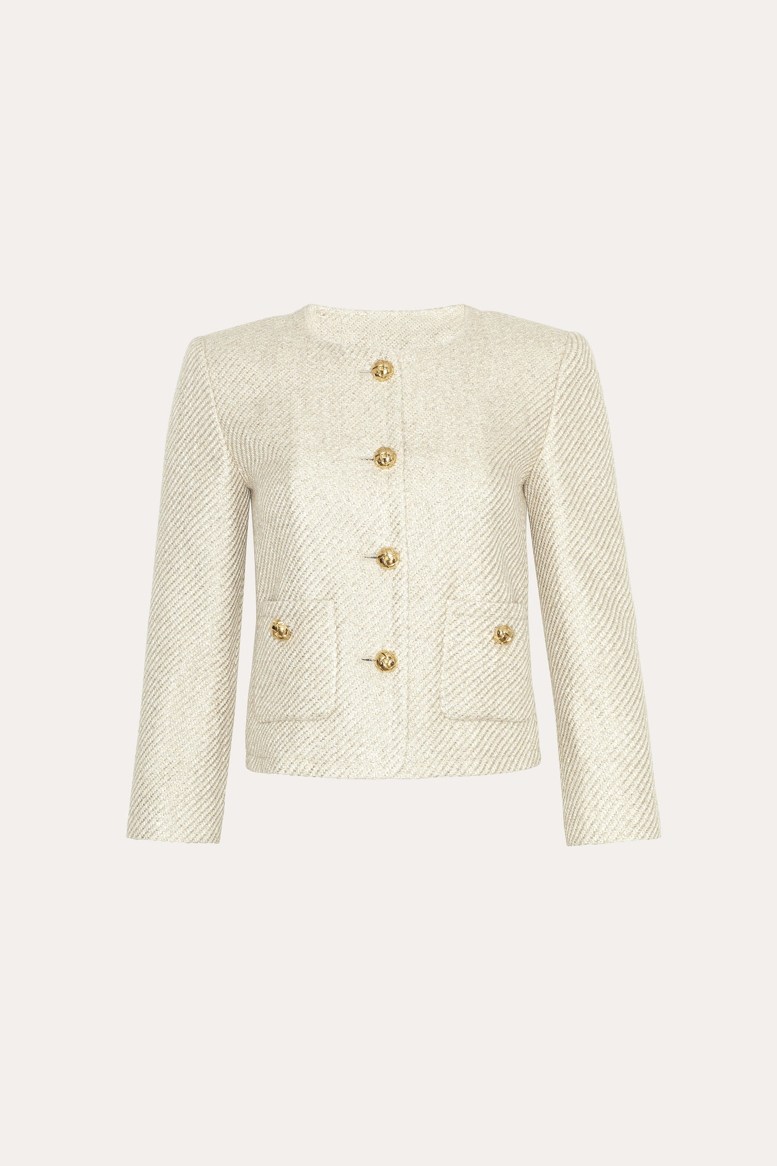 elu. エルAurora blouse 2Way tweed beige Tweed Lurex Jacket – Elie Tahari