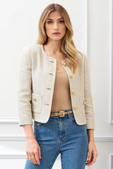 Metallic Tweed Pocket Jacket