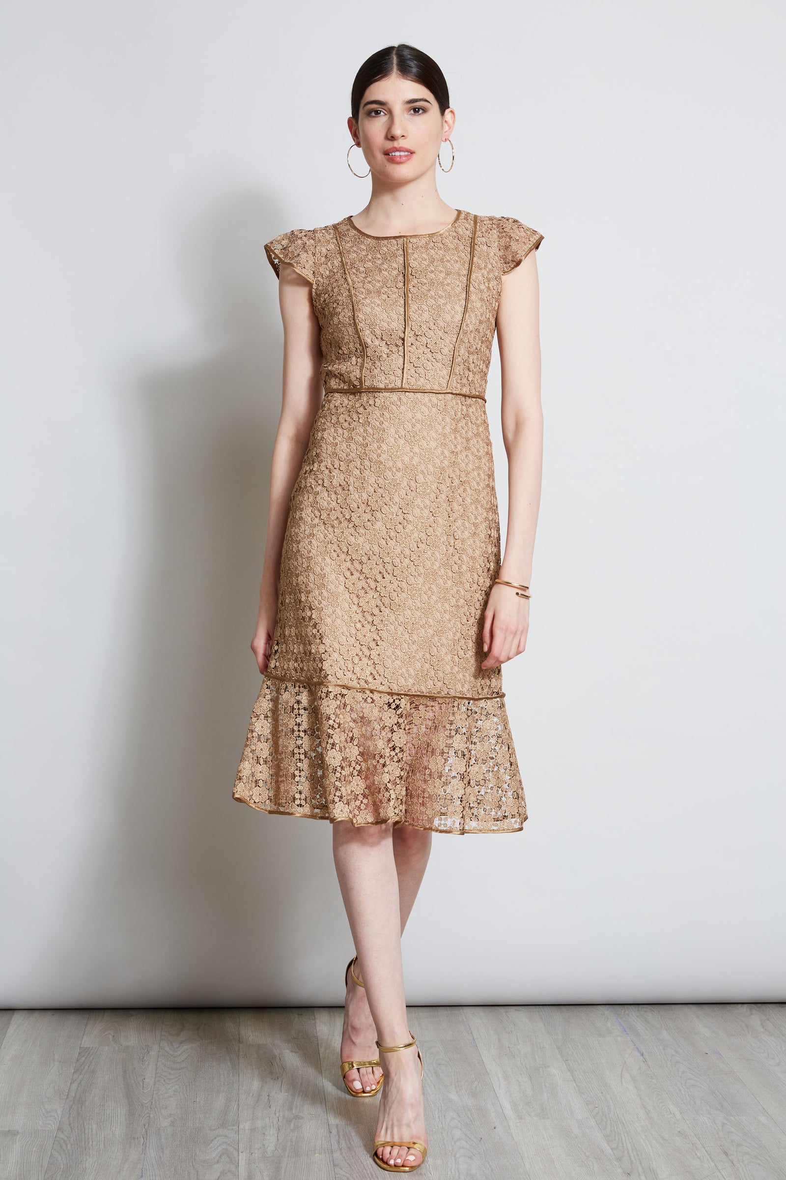Lace Flutter Sleeve Dress – Elie Tahari - Main Image