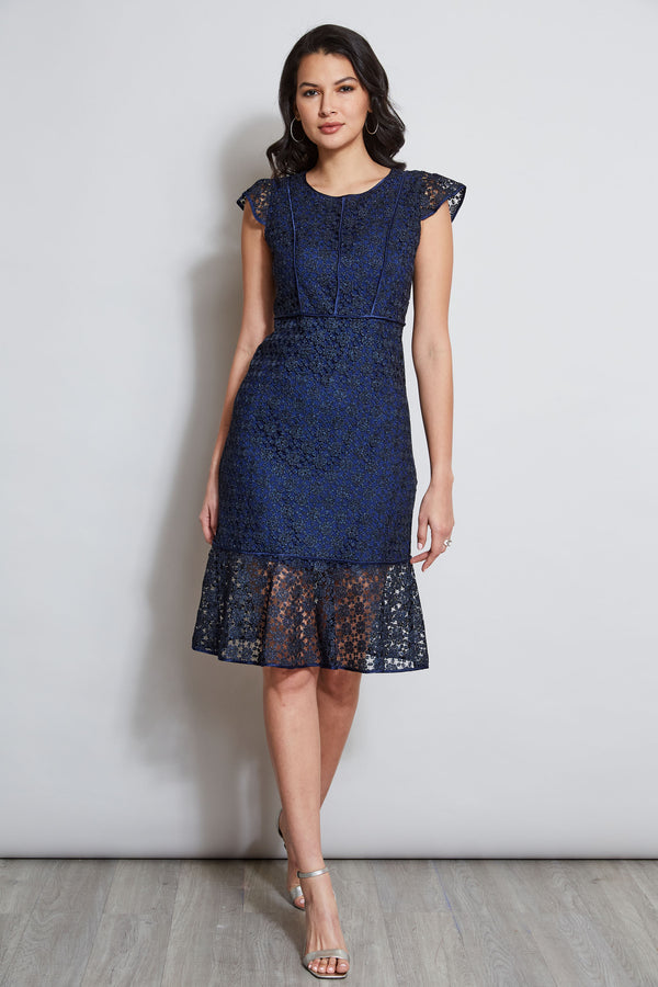 Lace Flutter Sleeve Dress