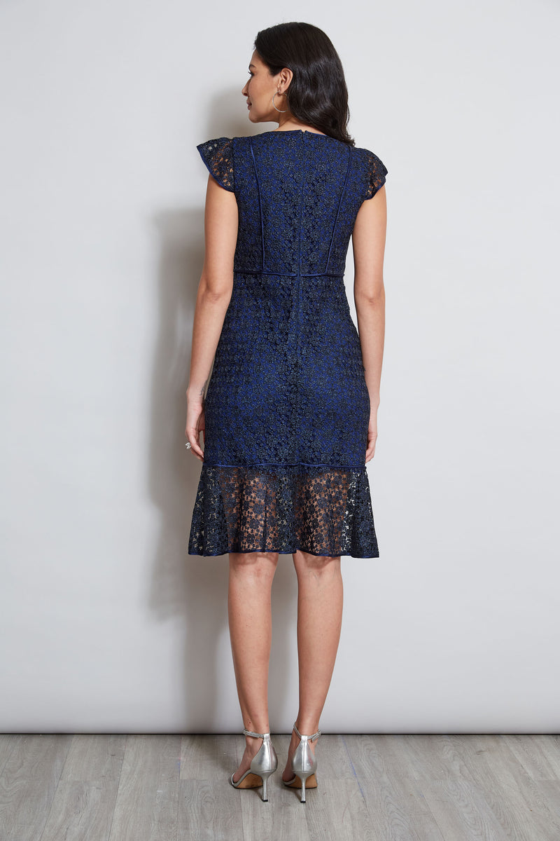 Lace Flutter Sleeve Dress