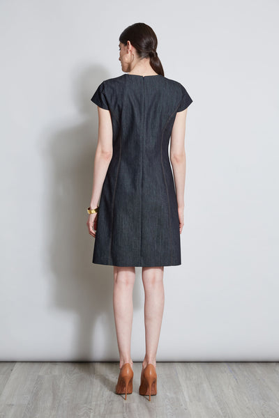 Denim Fit & Flare Zip Dress Image 6