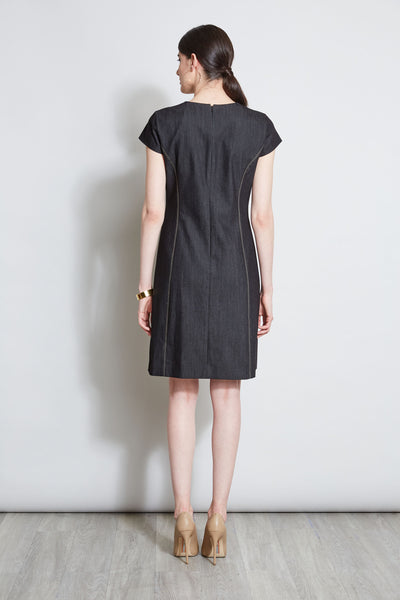 Denim Fit & Flare Zip Dress Image 5