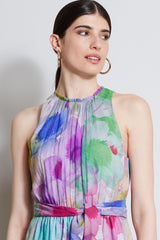 Pigment Floral Silk Chiffon Halter Dress