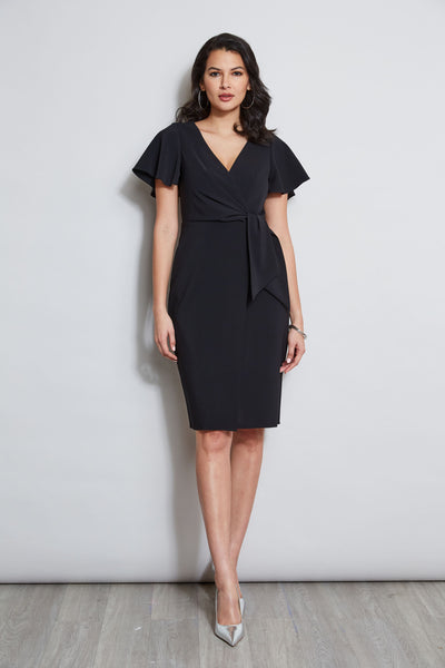 Mock Wrap Flutter Sleeve Dress Image 1