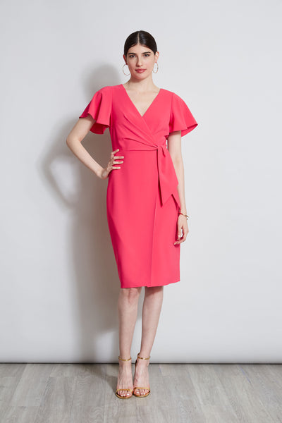 Mock Wrap Flutter Sleeve Dress Image 1
