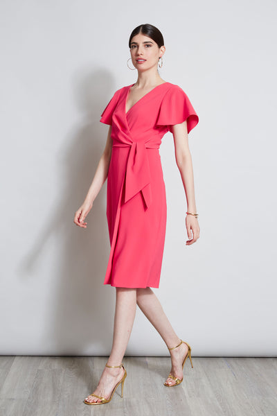 Mock Wrap Flutter Sleeve Dress Image 4