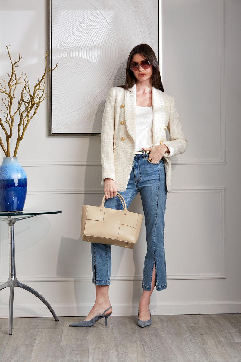 Tweed Double Breasted Blazer Elie Tahari