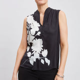 Midnight Garden Sleeveless Silk Top