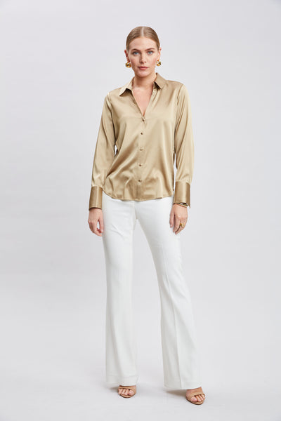 Silk Satin Button Down Shirt Image 2
