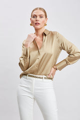 Silk Satin Button Down Shirt