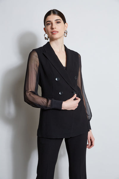 Double Breasted Chiffon Sleeve Blazer Image 4