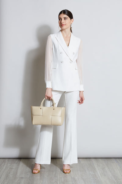 Double Breasted Chiffon Sleeve Blazer Image 3