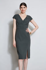 V-Neck Crepe Dress