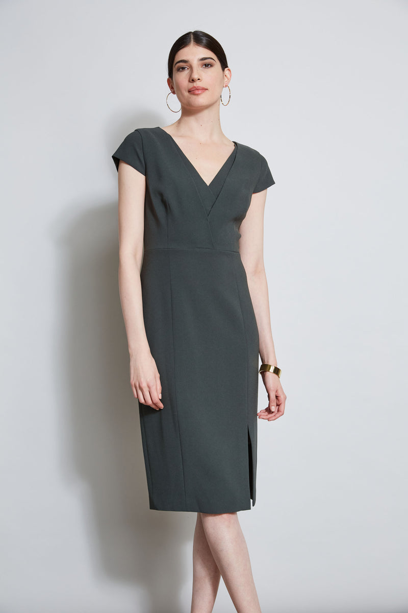 V-Neck Crepe Dress