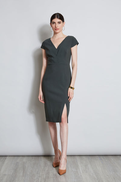 V-Neck Crepe Dress Image 1