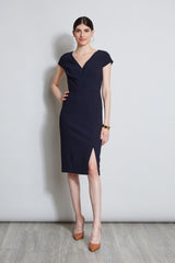 V-Neck Crepe Dress