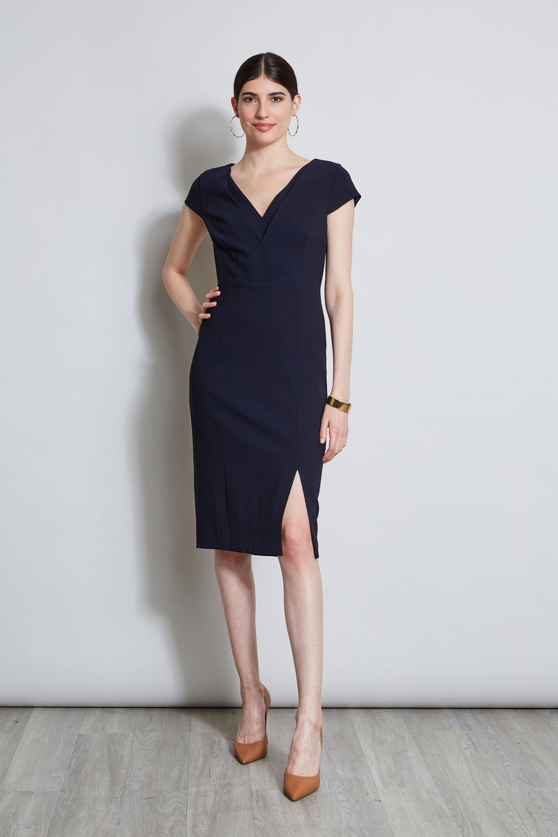 V-Neck Crepe Dress