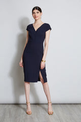 V-Neck Crepe Dress