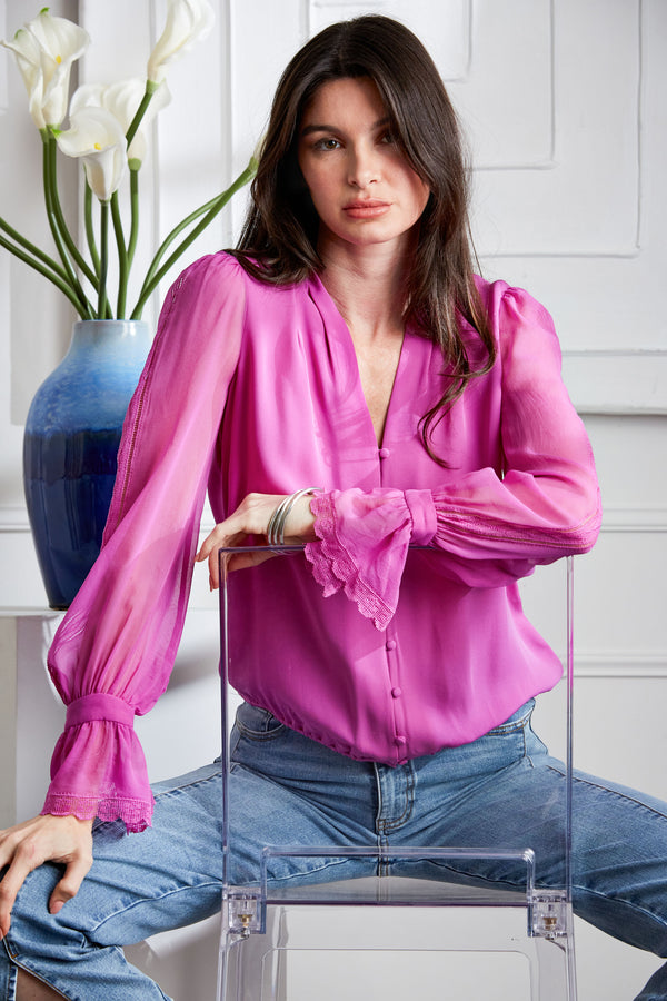 Embroidered Sleeve Blouson Shirt