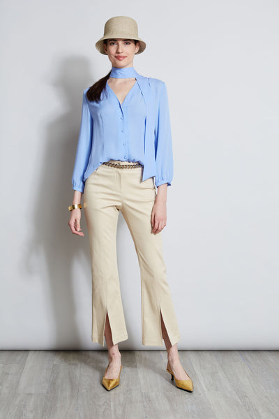 Cropped Denim Canvas Slit Pant Image 6