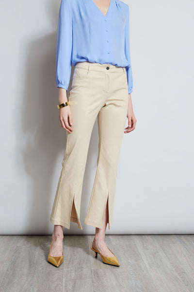 Cropped Denim Canvas Slit Pant Image 5