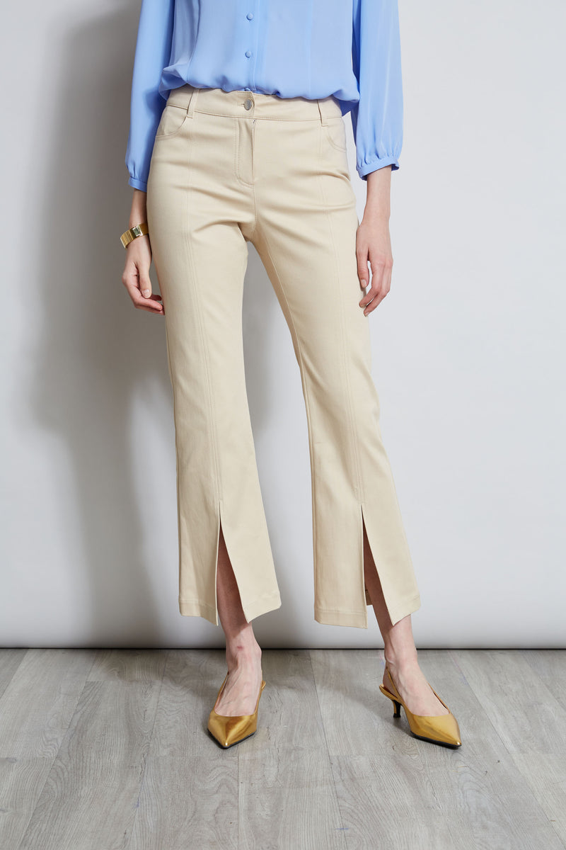 Cropped Denim Canvas Slit Pant