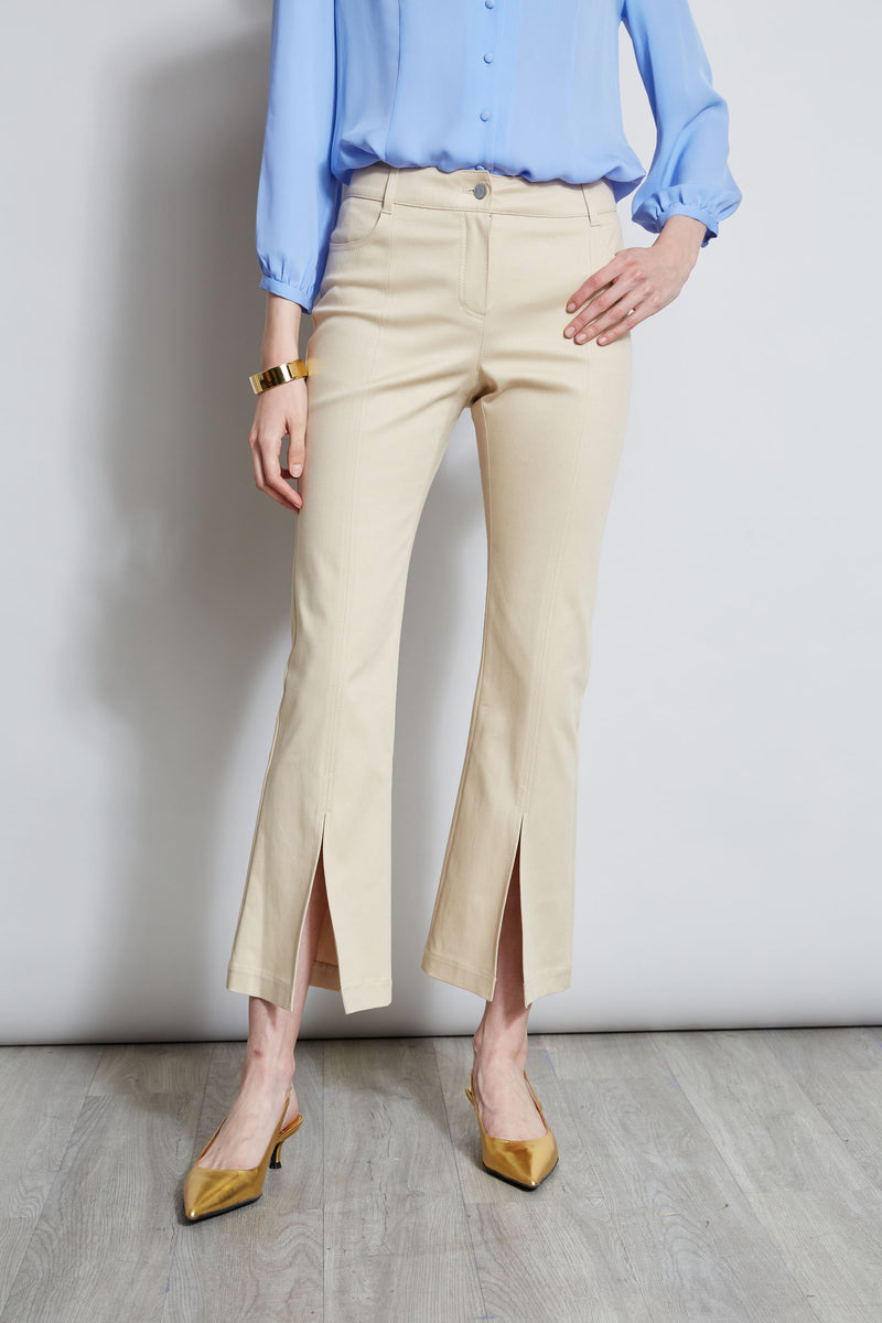 Cropped Denim Canvas Slit Pant