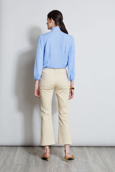 Cropped Denim Canvas Slit Pant Image 7