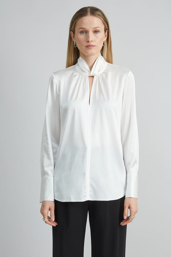 Silk Twist Neck Shirt
