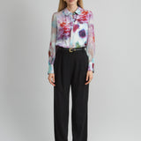 Mixed Media Silk Floral Shirt