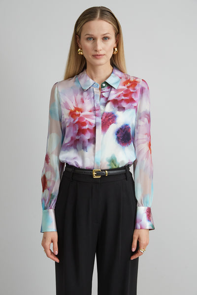 Mixed Media Silk Floral Shirt Image 1
