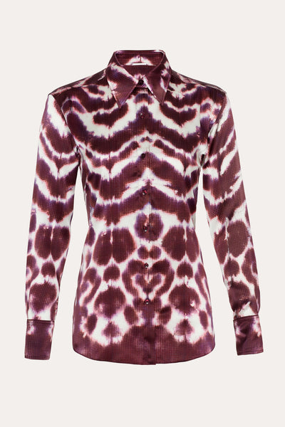 Lila Ikat Silk Button Down