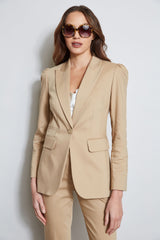 Pleat Shoulder Cotton Blazer