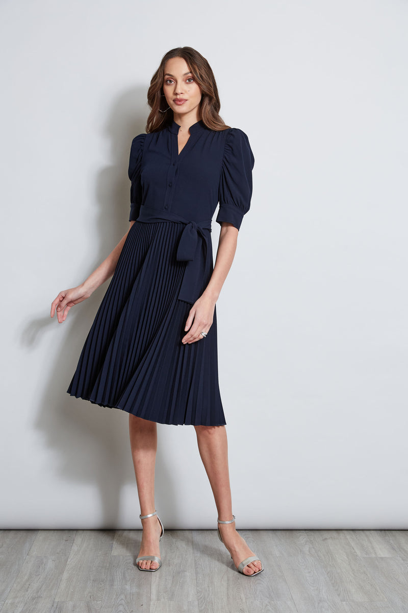 Pleated Ruched Sleeve Dress