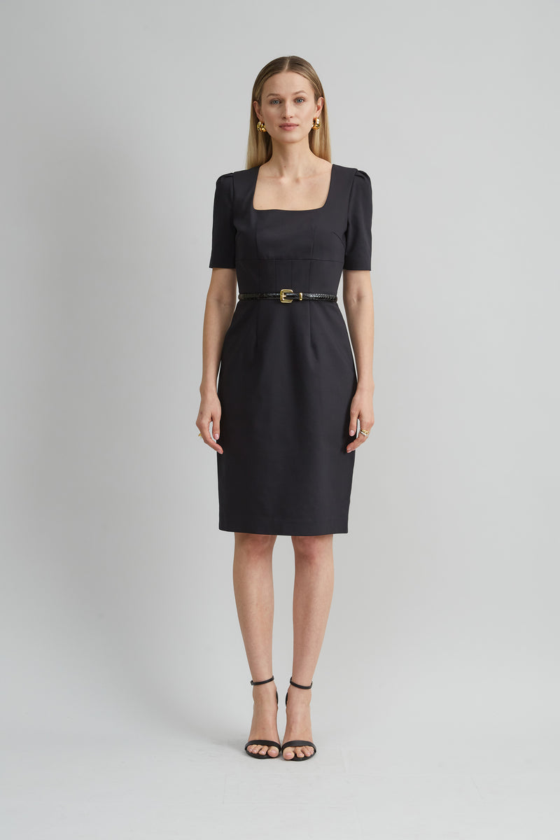 Short Sleeve Square Neck Cotton Dress Elie Tahari Short Sleeve Square Neck Cotton Dress Elie Tahari