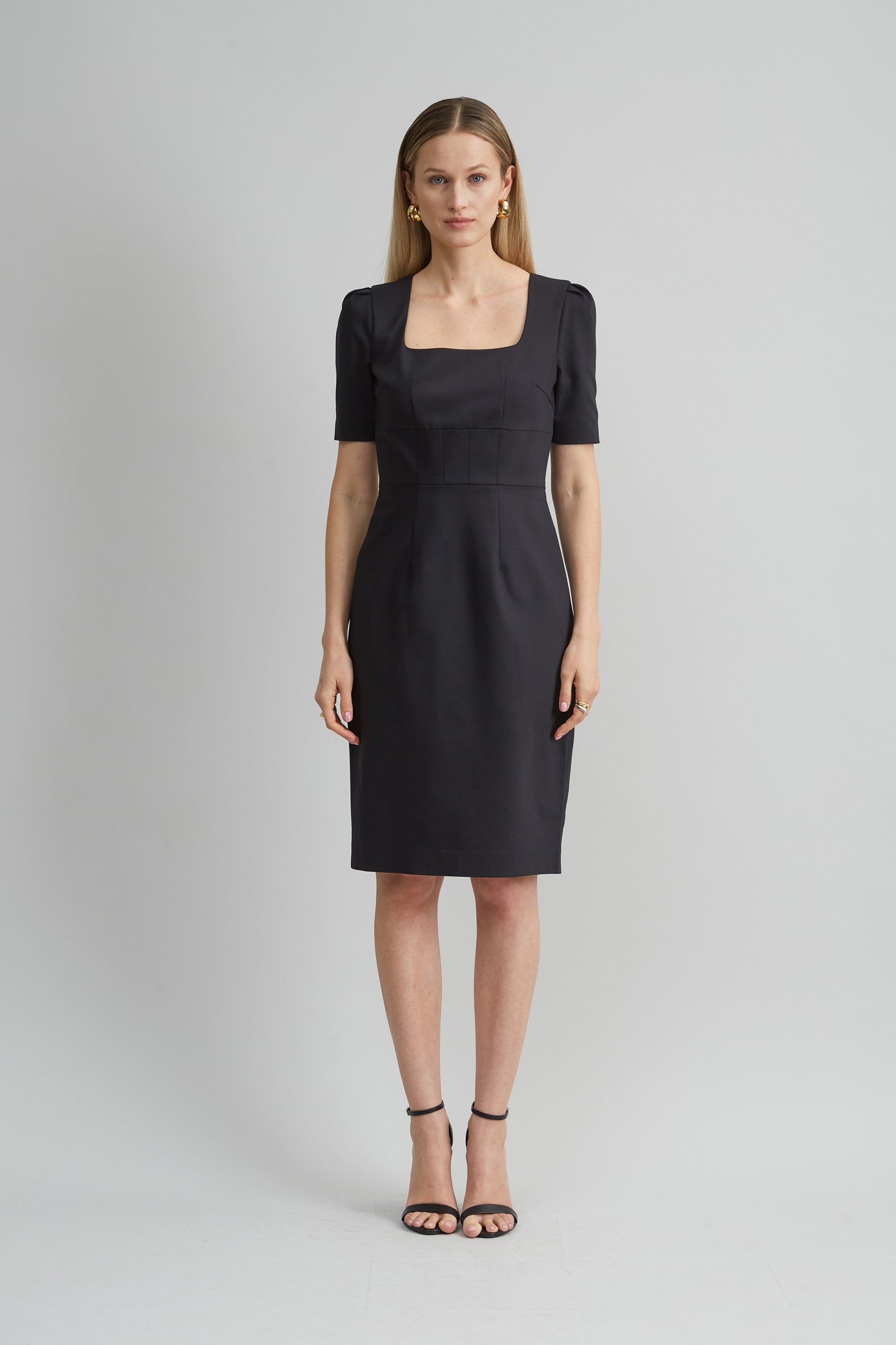 Short Sleeve Square Neck Cotton Dress – Elie Tahari