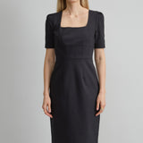 Short Sleeve Square Neck Cotton Dress