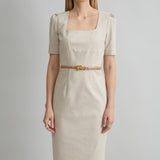 Short Sleeve Square Neck Cotton Dress