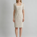 Short Sleeve Square Neck Cotton Dress