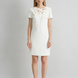Short Sleeve Flower Applique Dress