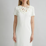 Short Sleeve Flower Applique Dress