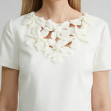 Short Sleeve Flower Applique Dress